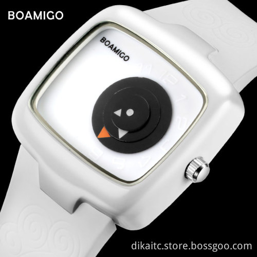 BOAMIGO Personality Creative Square Dial Soft Rubber Strap Gift Wristwatch Quartz Watch For Boy And Girl